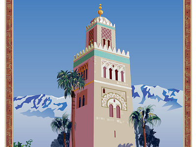 Marrakesh, Morocco Travel Poster illustrator travel poster vector art