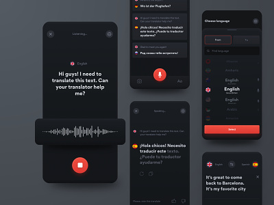 Voice Translator App app app design interface ios language minimal mobile mobile app simple speech translate translation translator typography ui ux voice