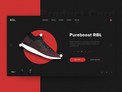Product Card - Bear Grylls Fitness App adidas behance dark design fitness gym inspiration product card red shoes ui ux web design