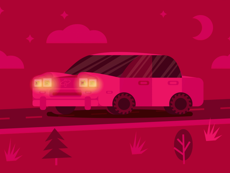 Self-Driving Car affter effects animation artificial intelligence car design illustration neural network night samben self-driving studio