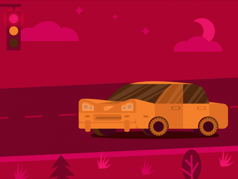Badass Self-Driving Car machine learning yellow badass self-driving car artificial intelligence affter effects animation illustration design graphic studio samben