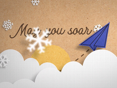 Digital Holiday Card 01 christmas clouds cut paper holiday paper paper airplane plane snow stop motion sun