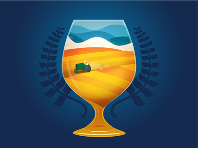 Midwest Beerfest Illustration baseline creative beer beerfest collaboration color fields glass gradient illustration illustrator midwest plains poster tractor vector wheat