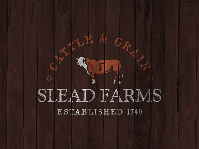 Slead Farms brand identity cattle cow family farm grain heritage logo