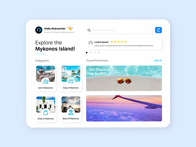 Mykonos app concept  ( UI tablet version design )