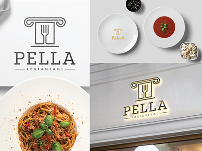 Pella restaurant art branding branding design design design art elegant elegant design food graphic design logo logodesign restaurant restaurant design simple simple design typography vector