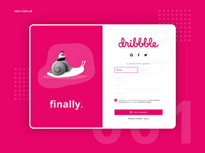 #001 Sign Up - Daily UI Challenge 001 dailyui dailyui 001 dailyui challenge debut debut shot dribbble hello dribbble log in sign up ui
