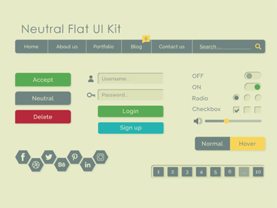 Neutral Flat UI Kit kit minimalistic simple ui