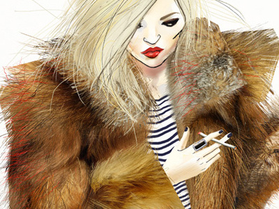 Kate Moss for Face Control Magazine, Ukraine art fashion girl icon illustration