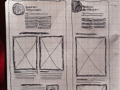 Dual layout sketches for jonikorpi.com field notes sketch