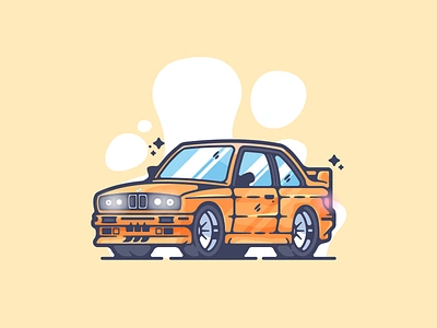 BMW E30 M3 adobe art car cartoon clean color creative designer dribbble flat graphic graphic design illustration illustrator modern portfolio shot simple