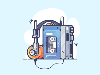 Walkman adobe art cartoon clean color creative designer dribbble flat graphic graphic design illustration illustrator modern portfolio retro shot simple walkman