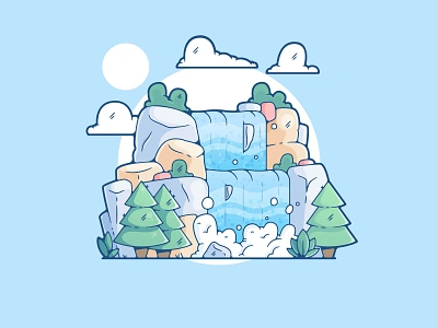 Waterfall adobe adobe illustrator artwork clean color creative designer dribbble flat flat design graphic design illustration minimal modern nature portfolio shot vector art waterfall