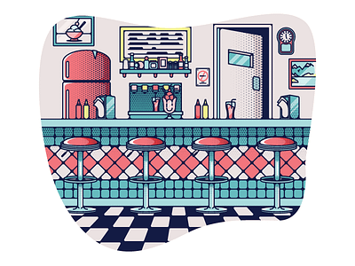 50s Era Diner art artwork classic design diner dribbble graphic graphic design illustration illustrations minimal retro shot shots vector