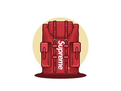 Supreme x Louis Vuitton Bag backpack bag dribbble graphic hypebeast illustration illustrations illustrator louis vuitton minimal red shot shots supreme vector