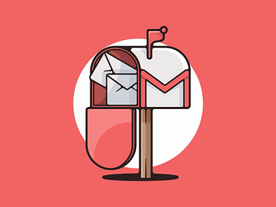 Mailbox artwork design dribbble google graphic graphic design illustration illustrations illustrator inbox mail mailbox minimal procreate red shot shots simple vector