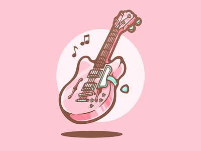 Guitar adobe art clean color creative designer dribbble flat flat design graphic graphic design illustration minimal monochromatic pink portfolio procreate shot simple