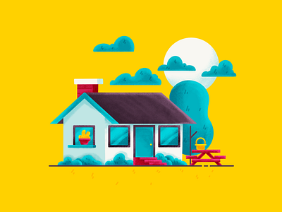 Cabin adobe art clean color creative designer dribbble flat flat design graphic graphic design illustration minimal portfolio procreate shot simple yellow