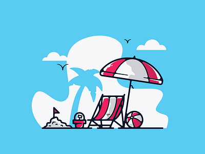 Beach Day adobe art beach clean color creative designer dribbble flat flat design graphic graphic design icon illustration minimal portfolio procreate shot shots simple