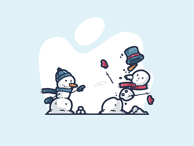 Snowball Fight! adobe art cartoon clean cold color creative designer dribbble fight flat graphic graphic design illustration illustrator modern shot simple snow snowman