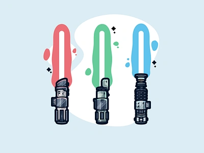 Lightsabers adobe art cartoon clean color creative designer flat graphic graphic design illustration illustrator jedi lightsaber modern portfolio shot simple sith star wars