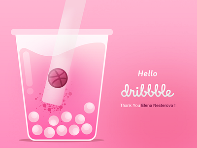 Hello Dribbble!! bubbletea firstshot hello thanks