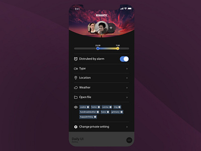 #007 - Setting app dailyui dreammaker mobile setting uidesign