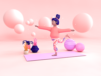 Yoga 3d 3dcharacter 3dmodeling cinema4d design lowpoly octane