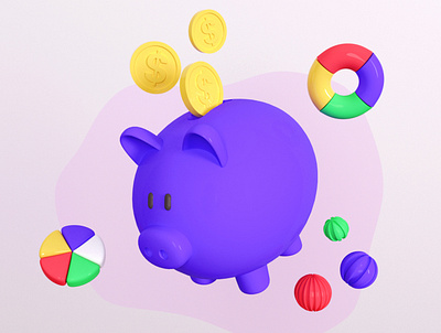 Finances 3d 3dmodel cinema4d finances illustration investment money pig render