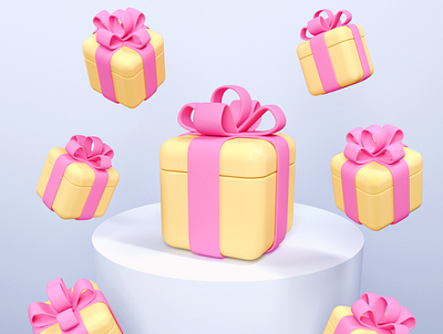 gift 3d 3d 3dgift c4d cinema4d design gift graphic design illustration modeling