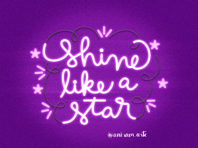 neon star animation lettering light neon purple