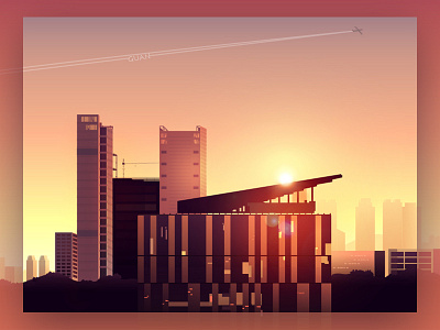 sunset aircraft architecture evening sun