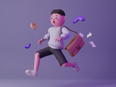 Run ! 3d 3d animation 3d art 3d artist 3d modeling 3dillustration hero image illustration monday running uiux webdesign work