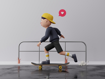 Skaterboy 3d animation 3d art 3d artist 3d modeling 3dillustration blender3d cinema4d digital art illustration skate skateboard