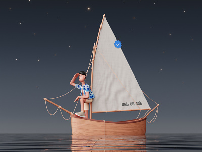 SAIL OR FAIL 3d art 3d artist 3dillustration adventure blender3d c4d illustration journey sailing