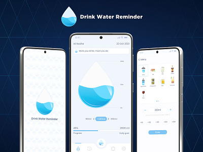 » Drink Water Reminder - App Concept design graphic design illustration ui vector