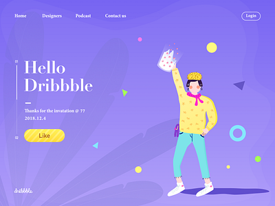 Hi, dribbblers! So happy to join the Dribbble family! cup drink first shot happy hello hello dribble illustrator milk tea pink tea