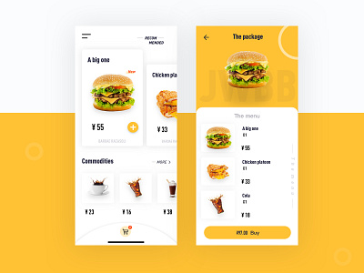 The interface of the food brief eats food food and drink food app hamburger ui yellow