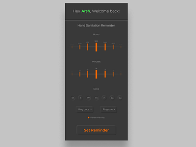 Hand Sanitation Reminder(Concept) - Neumorphic style corona graphic minimalist neumorphic neumorphism orange reminder simple ui