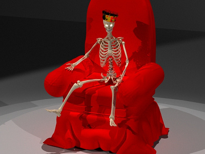 King's Dead blender digital art furniture gold modelling red