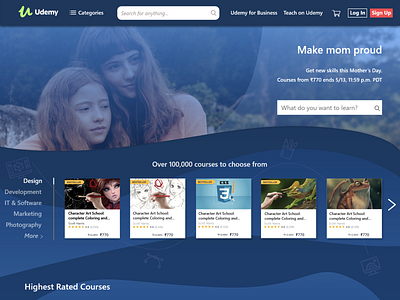 Homepage Udemy(redesign) - Personal project udemy ui ui design uiux ux website website concept website design