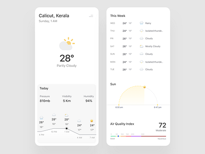 Weather App app asish sunny cards clean design minimal mobile app trending ui ux weather weather app weather forecast