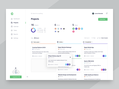 Project board app board cards clean crm dashboard design kanban managment minimal product progress projecct stats trending ui ux