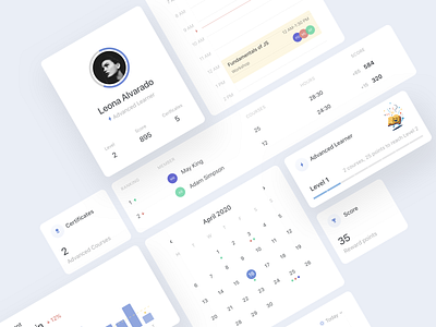 Learning platform cards app calendar cards clean dashboard design hours leaderboard learning management system learning platform minimal product profile progress trending ui ux