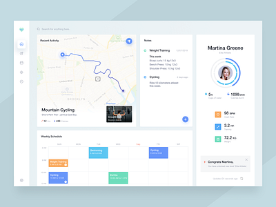 Fitness tracker app asish sunny cards clean cycling dashboard design fitness light ui minimal neat product profile schedule sleek tracker trending ui ui ux ux