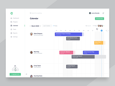 Scheduling page app calendar clean dashboard design light ui minimal product progress project management project manager schedule teams time ui ux web app web app design web application website