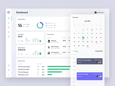 Project Management Dashboard 2021 app asish sunny clean dashboard design flat design management minimal product product design project project management trending ui uiux ux