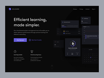 Landing page for learning platform