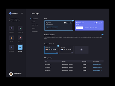 Settings page dark mode by Asish Sunny for Pixalchemy XD on Dribbble