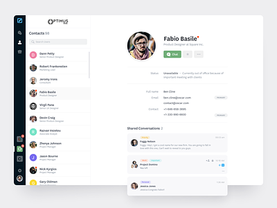 Contacts Page chat contacts detail greens members profile ui ux web app